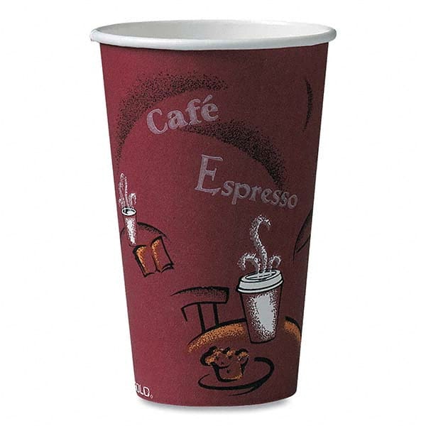 DART - Solo Bistro Design Hot Drink Cups, Paper, 16 oz, Maroon, 1000/Carton - Caliber Tooling