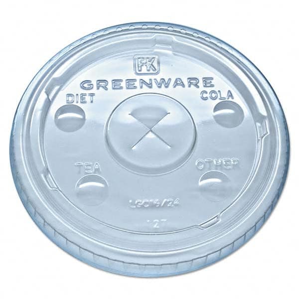 Fabri-Kal - Greenware Cold Drink Lids, Fits 16-18, 24 oz Cups, X-Slot, Clear, 1000/Carton - Caliber Tooling