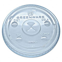 Fabri-Kal - Greenware Cold Drink Lids, Fits 16-18, 24 oz Cups, X-Slot, Clear, 1000/Carton - Caliber Tooling