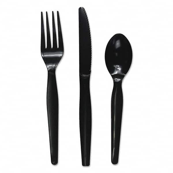 Boardwalk - Three-Piece Cutlery Kit, Fork/Knife/Teaspoon, Heavyweight, Black, 250/Carton - Caliber Tooling