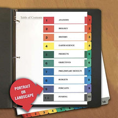 UNIVERSAL - Tabs, Indexes & Dividers Indexes & Divider Type: Preprinted Numeric Size: 11 x 8-1/2 - Caliber Tooling