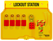 Padllock Wall Station - 12-1/4 x 16 x 1-3/4''-With (4) 1106 Aluminum Padlocks - Caliber Tooling