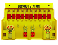 Padllock Wall Station - 15-1/2 x 22 x 1-3/4''-With (10) 1106 Aluminum Padlocks - Caliber Tooling