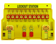 Padllock Wall Station - 15-1/2 x 22 x 1-3/4''-With (10) Xenoy Padlocks - Caliber Tooling