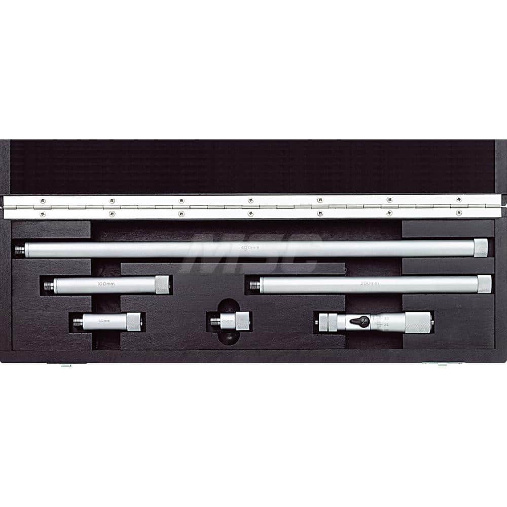 Mahr - Mechanical Inside Micrometers; Type: Inside Micrometer Set ; Minimum Measurement (Decimal Inch): 3.9300 ; Minimum Measurement (mm): 100 ; Maximum Measurement (mm): 500 ; Graduation (Decimal Inch): 0.0004 ; Graduation (mm): 0.01 - Exact Industrial Supply