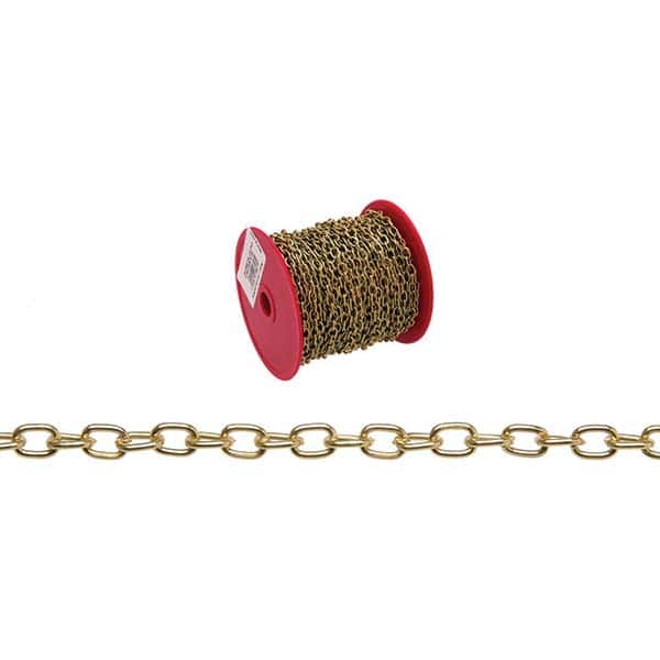 Weldless Chain; Load Capacity (Lb. - 3 Decimals): 3; Type: Decorative Chain; Trade Size: #19; Chain Diameter (Decimal Inch): 0.0430; Inside Length: 0.2 mm; 0.2 in; Finish/Coating: Brass; Inside Length (Decimal Inch): 0.2 mm; 0.2 in; Load Capacity (Lb.): 3