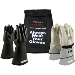 ‎150-SK-1/7-KIT - Novax Insulating Glove Kit - Class 1 - 14″ - Black - Straight Cuff - Exact Industrial Supply