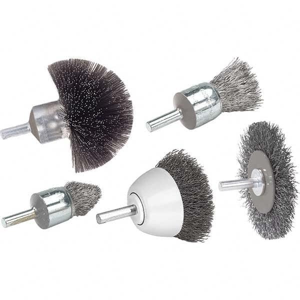 WALTER Surface Technologies - 1-3/8" OD, 1/4" Arbor Hole, Crimped Steel Wheel Brush - Caliber Tooling