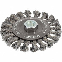 WALTER Surface Technologies - 4-1/2" OD, 5/8-11 Arbor Hole, Knotted Steel Wheel Brush - Caliber Tooling