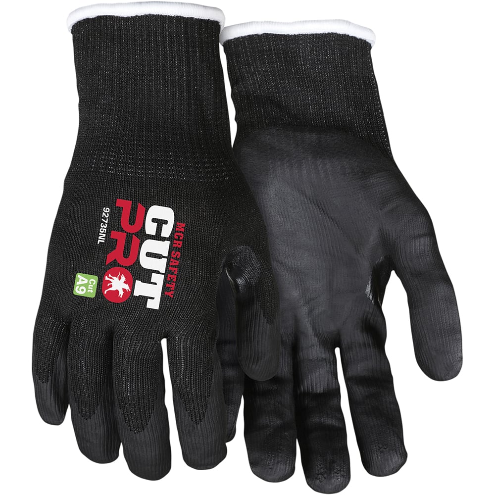 MCR Safety - Size M, ANSI Cut Lvl A9, Puncture Lvl 5, Abrasion Lvl 3, Nitrile Coated Cut & Puncture Resistant Gloves - Caliber Tooling