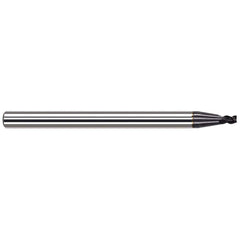 Corner Radius End Mill: 0.06″ Dia, 0.09″ LOC, 0.005″ Radius, 3 Flutes, Solid Carbide 1-1/2″ OAL, 1/8″ Shank Dia, 34 ° Helix, AlTiN Coated, Corner Radius End