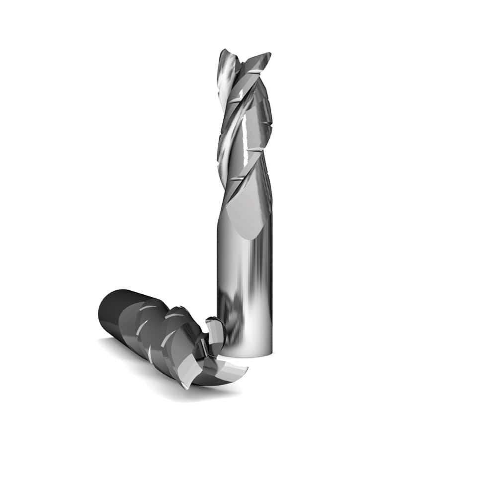 Corner Radius End Mill: 5/16″ Dia, 1-1/8″ LOC, 0.015″ Radius, 3 Flutes, Solid Carbide 3″ OAL, 5/16″ Shank Dia, 37 ° Helix, Bright/Uncoated, Corner Radius End, Series 1040