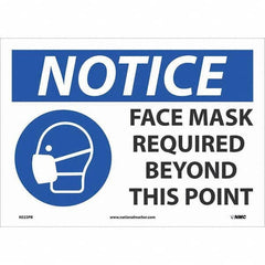 NMC - "Notice Face Mace Required", 14" Wide x 10" High, Pressure-Sensitive Vinyl Safety Sign - Caliber Tooling