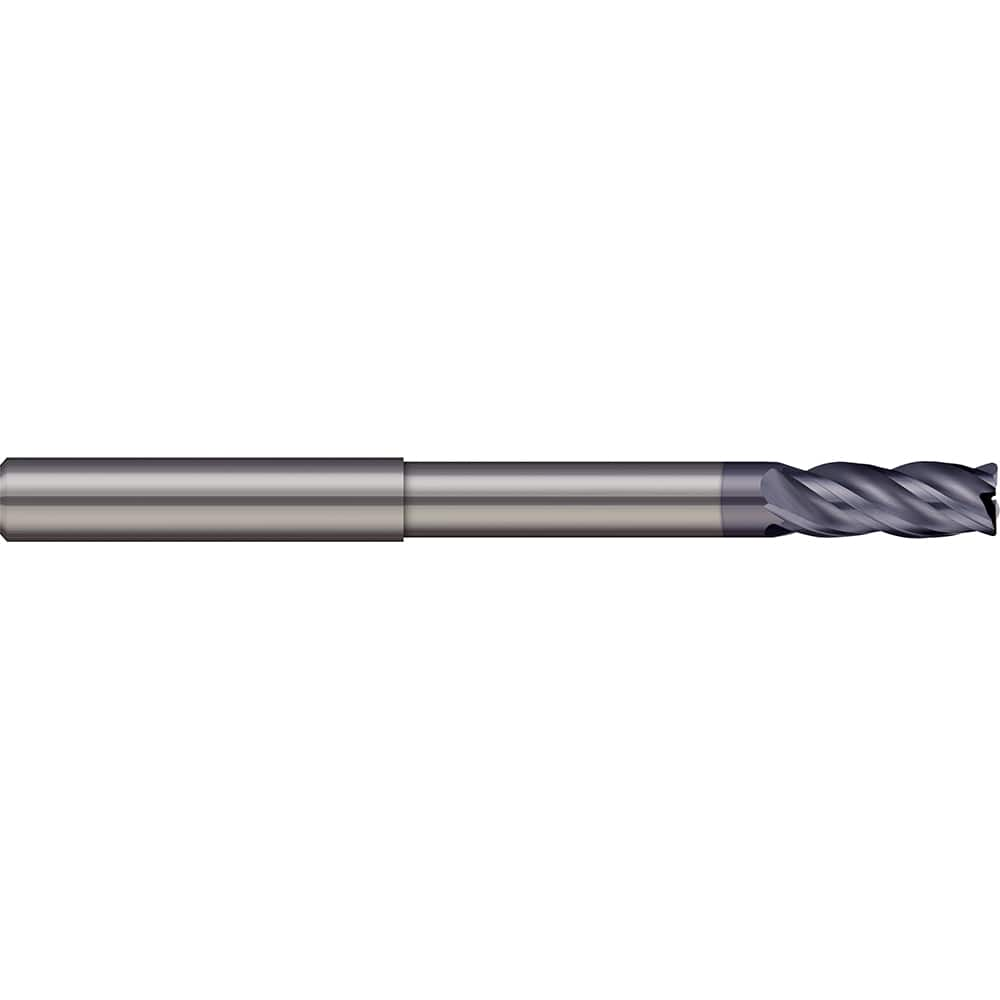 Corner Radius End Mill: 0.315″ Dia, 0.3937″ LOC, 4 Flutes, Solid Carbide 38 ° Helix, AlTiN Coated, Corner Radius End