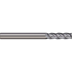 Corner Radius End Mill: 1/4″ Dia, 1-1/8″ LOC, 0.02″ Radius, 5 Flutes, Solid Carbide 3″ OAL, 1/4″ Shank Dia, 38 ° Helix, Bright/Uncoated, Corner Radius End