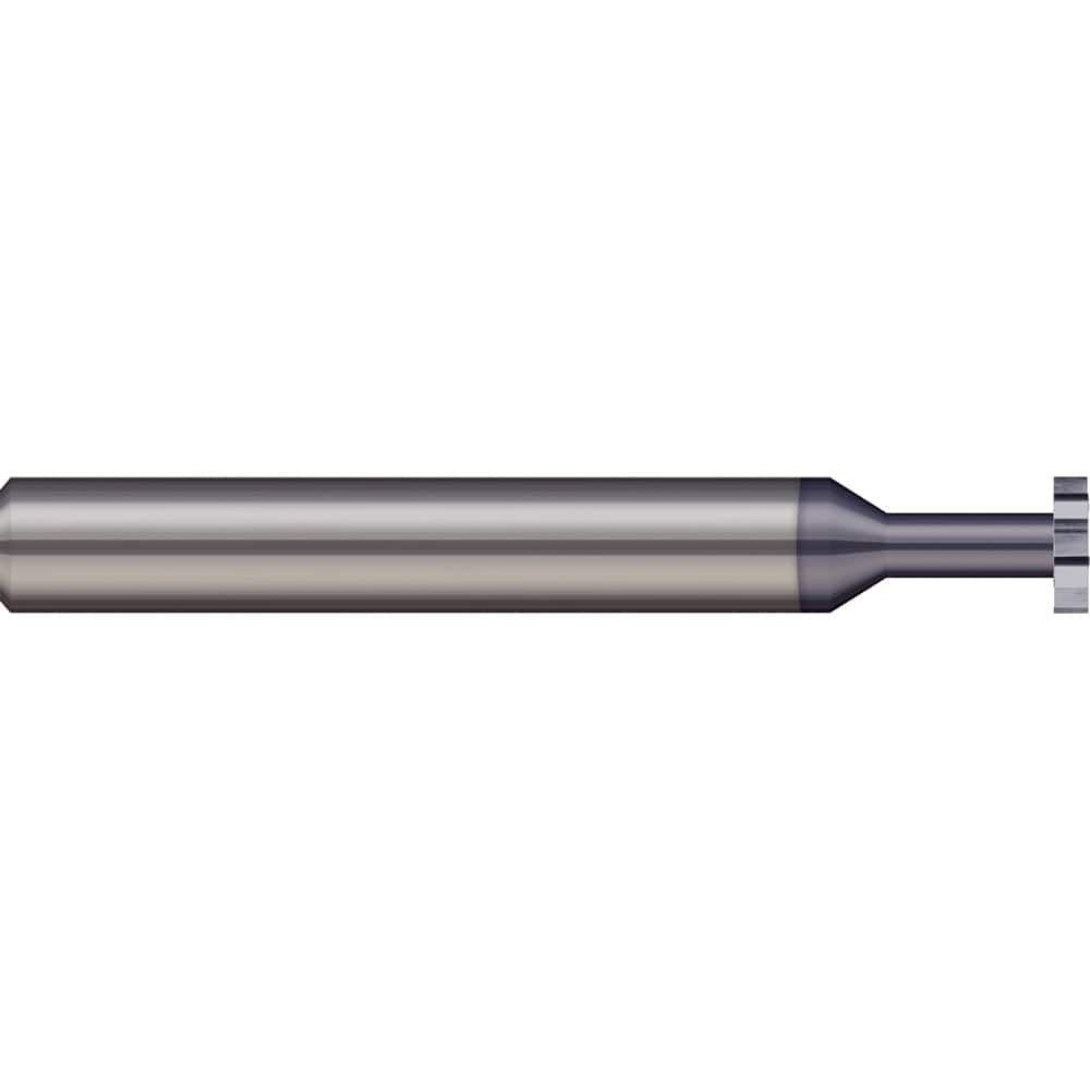 Woodruff Keyseat Cutter: 0.125″ Cut Dia, 0.03″ Cut Width, 1/8″ Shank Dia, Straight Tooth 1-1/2″ OAL, 6 Teeth, Solid Carbide, AlTiN Finish