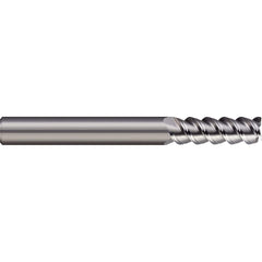 Square End Mill: 1/2'' Dia, 1'' LOC, 1/2'' Shank Dia, 3'' OAL, 3 Flutes, Solid Carbide Single End, Uncoated, 60 ° Helix, Centercutting, RH Cut, RH Flute