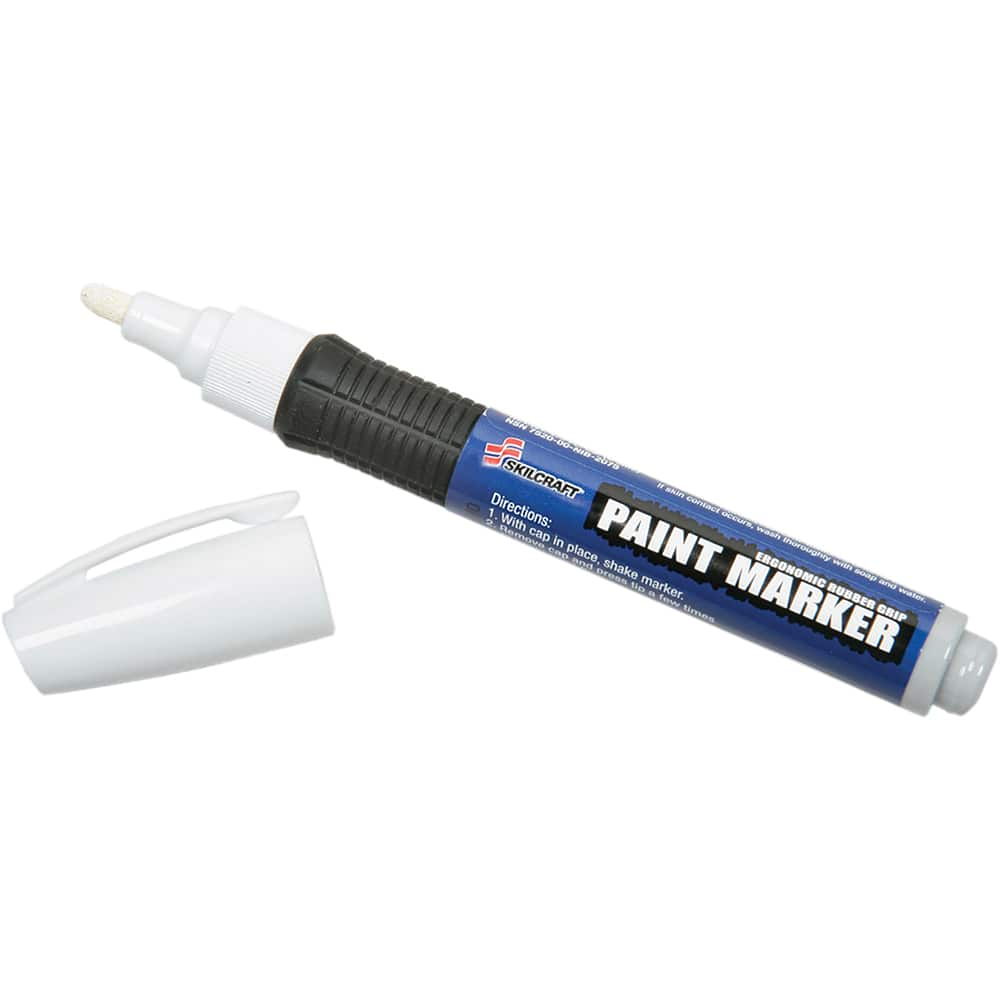 Ability One - Markers & Paintsticks; Type: Paint Marker ; Color: White ; Ink Type: Water Base ; Tip Type: Medium - Exact Industrial Supply