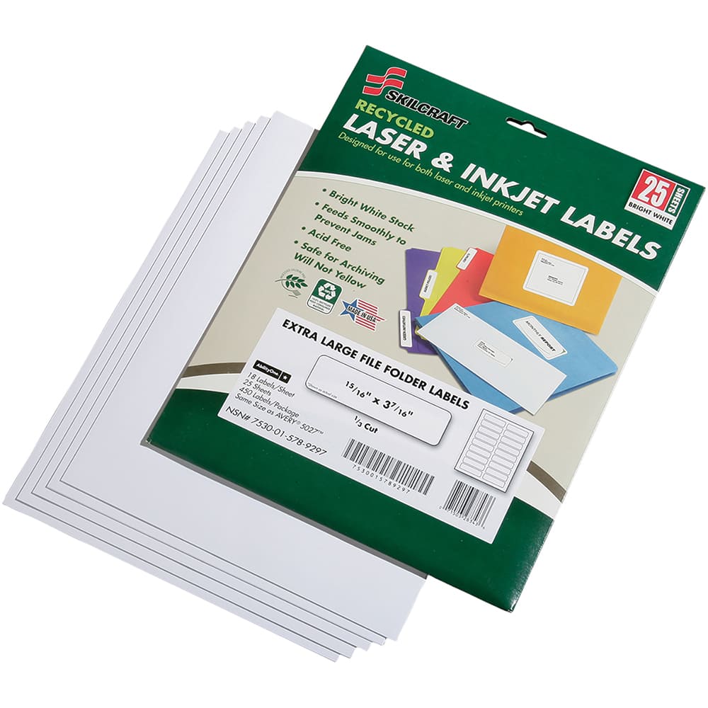 Ability One - Tabs, Indexes & Dividers; Indexes & Divider Type: End Tab Labels ; Size: 15/16 ; Number Of tabs: 1 ; Color: White ; Tab Color: White ; Tab Titles: Untabbed - Exact Industrial Supply