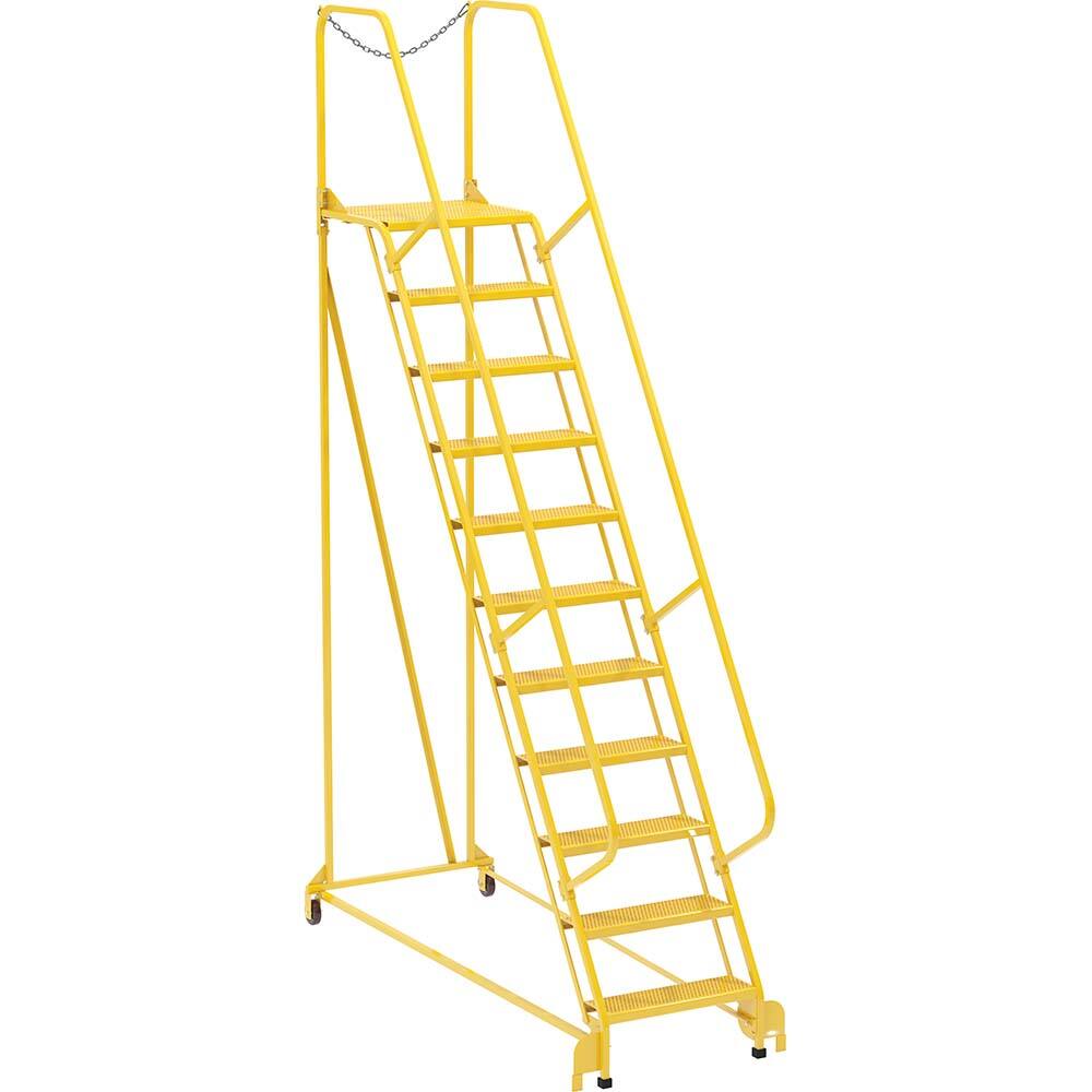 Vestil - Rolling & Wall Mounted Ladders & Platforms; Type: Maintenance Ladder ; Style: Portable Maintenance Ladder ; Number of Steps / Rungs: 11 ; Height (Inch): 140 ; Load Capacity (Lb.): 350.000 ; Base Width (Inch): 32 - Exact Industrial Supply