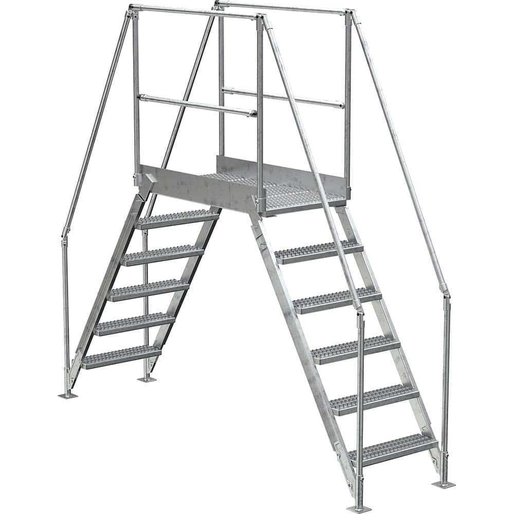 Vestil - Rolling & Wall Mounted Ladders & Platforms; Type: Crossover Bridge ; Style: Crossover ; Number of Steps / Rungs: 6 ; Height (Inch): 102-7/8 ; Load Capacity (Lb.): 500.000 ; Base Width (Inch): 29-1/4 - Exact Industrial Supply