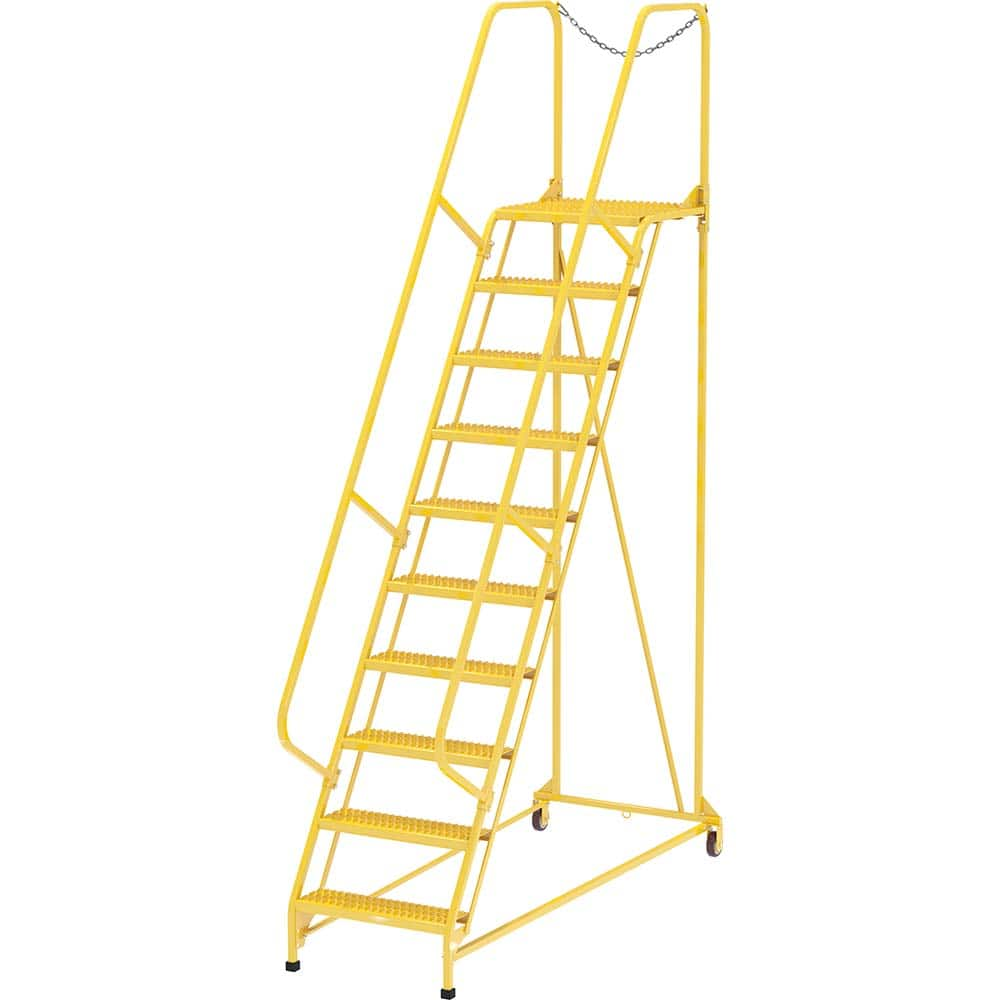 Vestil - Rolling & Wall Mounted Ladders & Platforms; Type: Maintenance Ladder ; Style: Portable Maintenance Ladder ; Number of Steps / Rungs: 10 ; Height (Inch): 130 ; Load Capacity (Lb.): 350.000 ; Base Width (Inch): 32 - Exact Industrial Supply