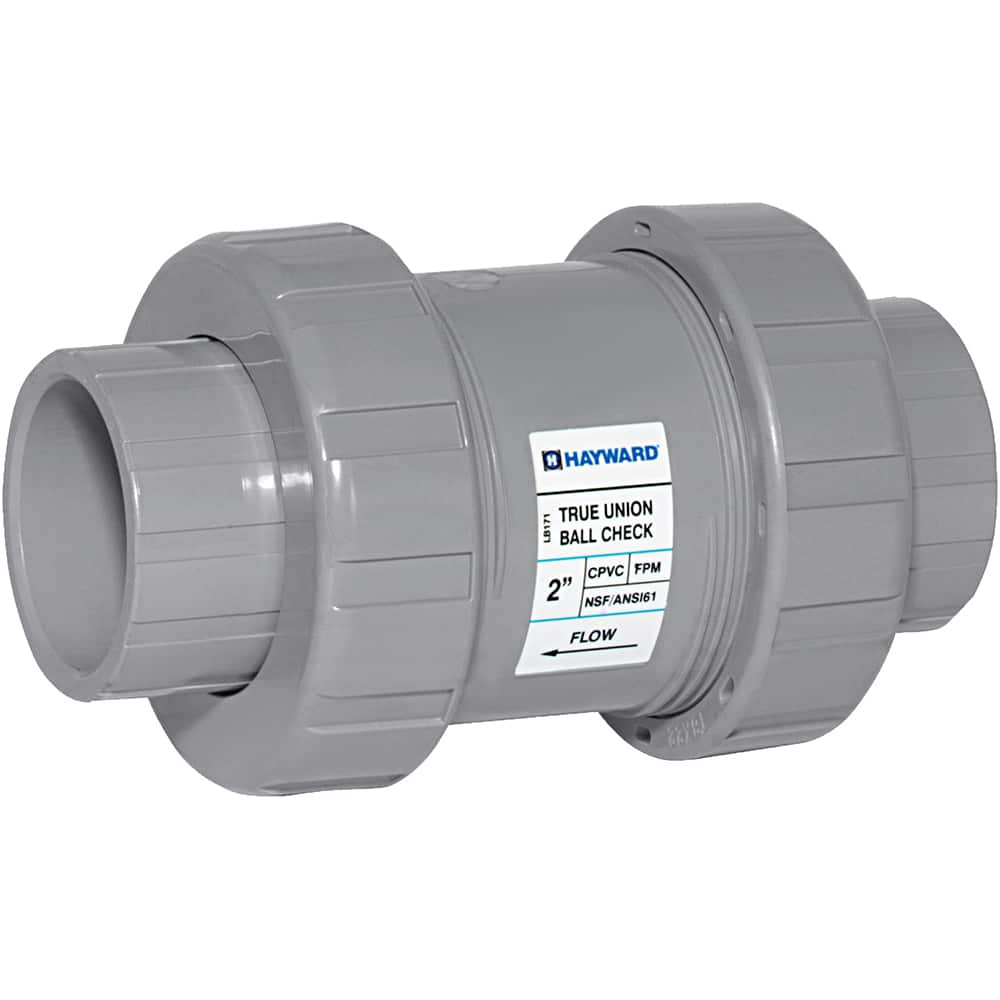 Hayward - Check Valves; Design: In-line; True Union Ball Check ; Tube Outside Diameter (mm): 25.400 ; Pipe Size (Inch): 1 ; Tube Outside Diameter (Inch): 1 ; End Connections: Flanged ; Material: CPVC - Exact Industrial Supply