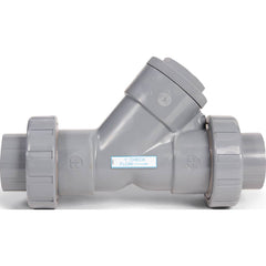 Hayward - Check Valves; Design: Y-Pattern; True Union Ball Check ; Tube Outside Diameter (mm): 63.500 ; Pipe Size (Inch): 2-1/2 ; Tube Outside Diameter (Inch): 2-1/2 ; End Connections: Threaded ; Material: PVC - Exact Industrial Supply