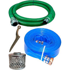 JGB Enterprises - Liquid Suction & Discharge Hose; Inside Diameter (Inch): 4 ; Length (Feet): 20 ; Material: PVC ; Working Pressure (psi): 50.000 ; Vacuum Rating: 29 In. Hg ; Color: Green, Blue - Exact Industrial Supply