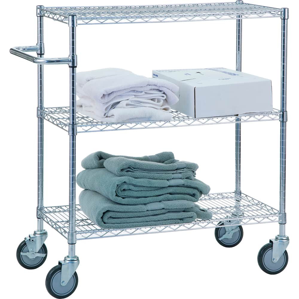 R&B Wire Products - Carts; Type: Triple Shelf Utility Cart ; Load Capacity (Lb.): 750.000 ; Number of Shelves: 3 ; Width (Inch): 48 ; Length (Inch): 18 ; Height (Inch): 42 - Exact Industrial Supply