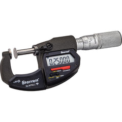 Starrett - Disc Micrometers; Operation Type: Electronic ; Minimum Measurement (mm): 0 ; Minimum Measurement (Decimal Inch): 0 ; Maximum Measurement (Decimal Inch): 1 ; Maximum Measurement (mm): 25 ; Thimble Type: Friction - Exact Industrial Supply