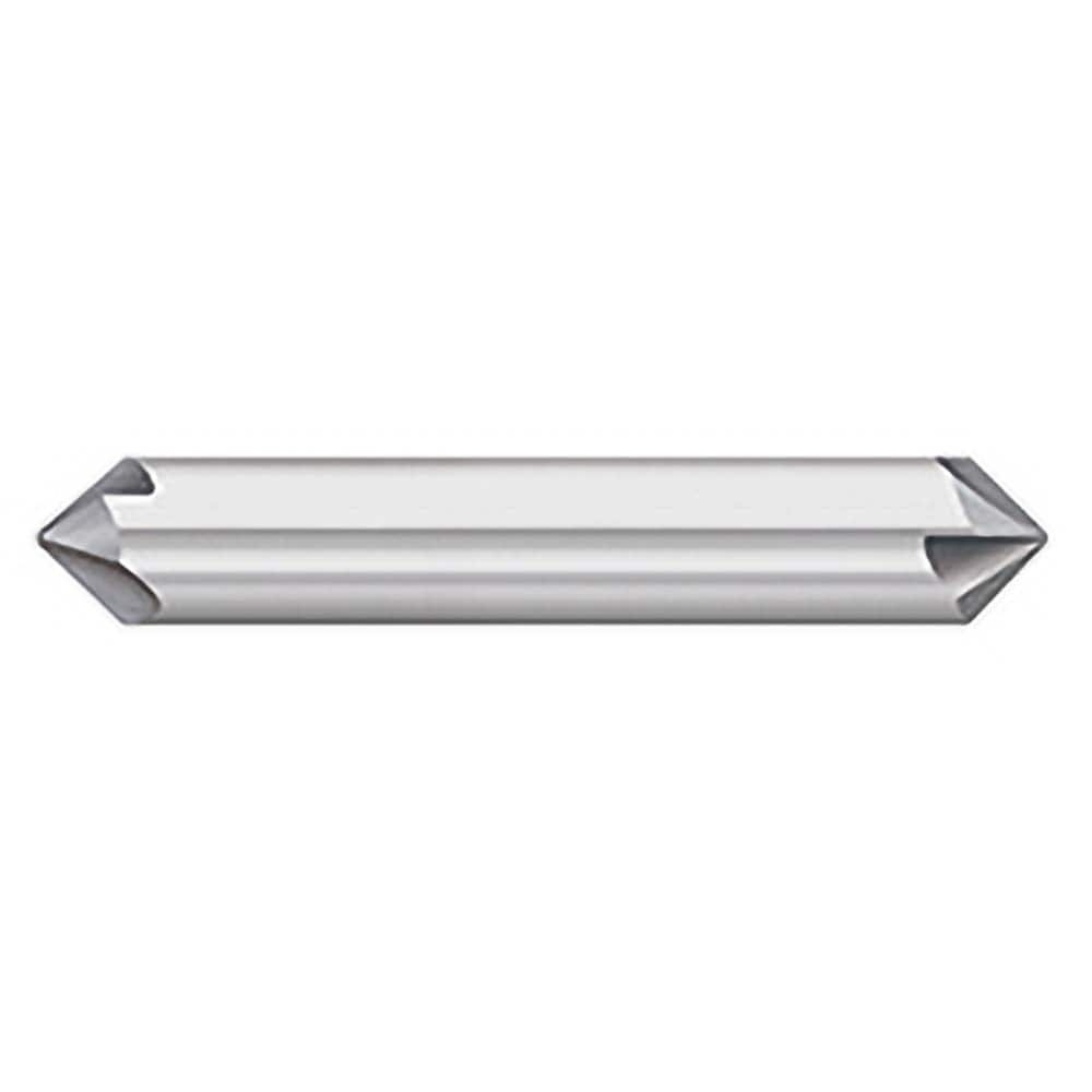 Titan USA - Chamfer Mills; Cutter Head Diameter (Inch): 3/16 ; Included Angle B: 45 ; Included Angle A: 90 ; Chamfer Mill Material: Solid Carbide ; Chamfer Mill Finish/Coating: Uncoated ; Overall Length (Inch): 2-1/2 - Exact Industrial Supply