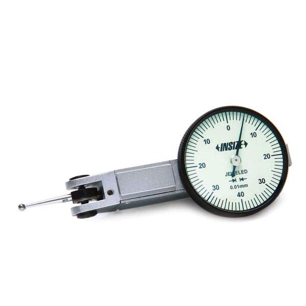 Insize USA LLC - Dial Drop Indicators; Maximum Measurement (mm): 0.80 ; Dial Graduation (Decimal Inch): 0.010000 ; Dial Reading: 0-40-0 ; Dial Diameter (mm): 37.00 ; Accuracy (mm): 0.013 ; Dial Color: White - Exact Industrial Supply