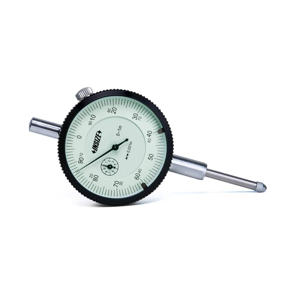 Insize USA LLC - Dial Drop Indicators; Maximum Measurement (Inch): 1 ; Dial Graduation (Decimal Inch): 0.001000 ; Dial Reading: 0-100 ; Dial Diameter (Inch): 2-23/64 ; Accuracy (Decimal Inch): +/-.001 ; Dial Color: White - Exact Industrial Supply