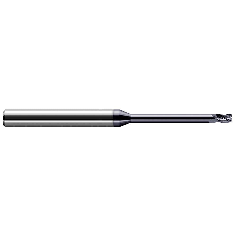 Corner Radius End Mill: 0.078″ Dia, 0.117″ LOC, 1/64″ Radius, 3 Flutes, Solid Carbide 2-1/2″ OAL, 1/8″ Shank Dia, 30 ° Helix, AlTiN Coated, Corner Radius End