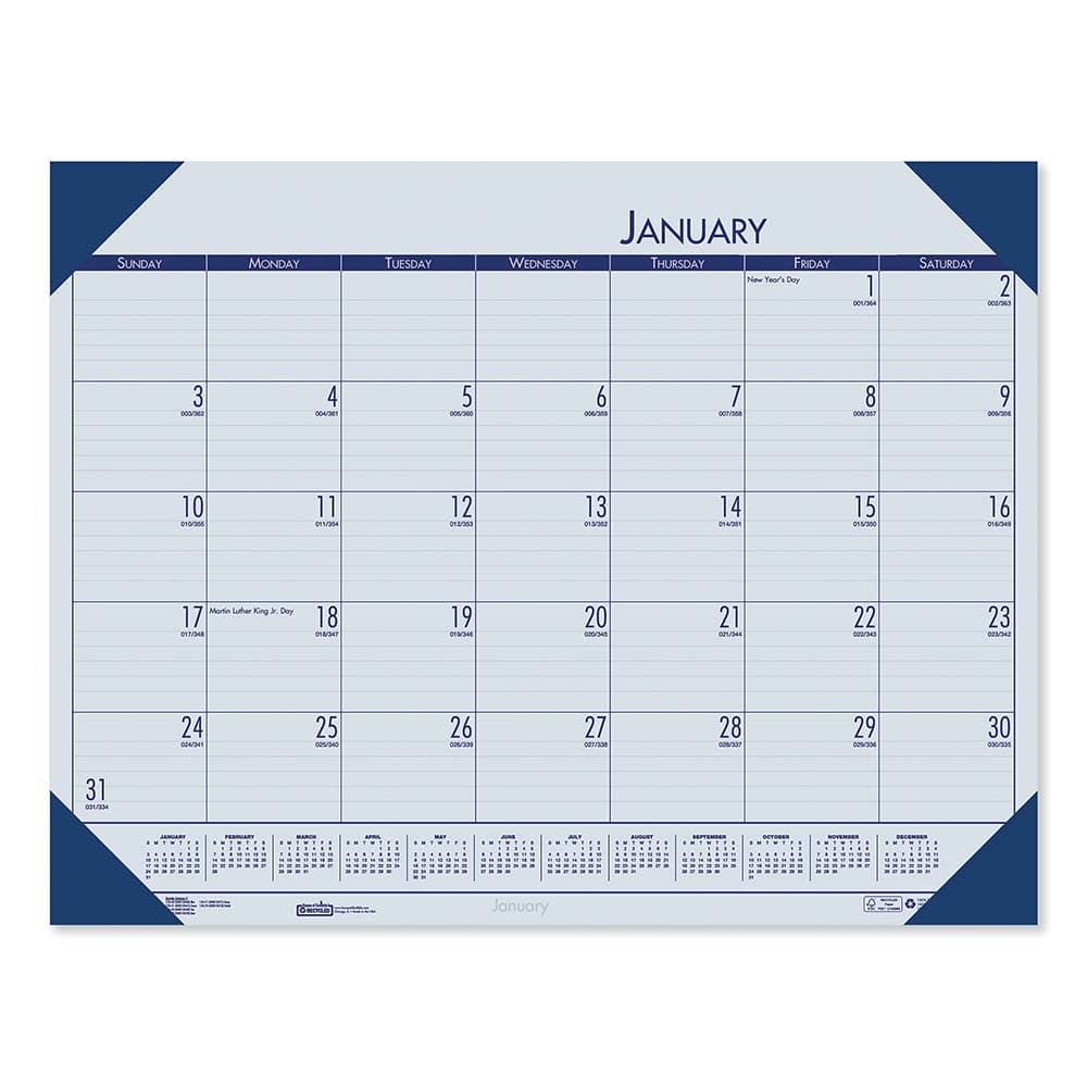 Desk Pad: 13 Sheets, Planner Ruled Ocean Blue Cover