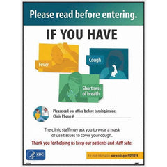 NMC - "Please Read Before Entering - If You Have Fever Cough Shortness of Breath Please Call Our Office Before Coming Inside", 18" Wide x 24" High, Paper Safety Sign - Caliber Tooling