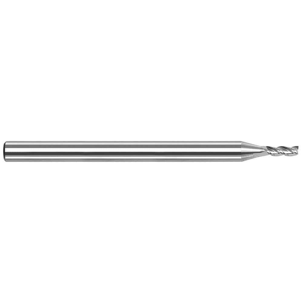 Square End Mill: 1/8'' Dia, 3/8'' LOC, 1/8'' Shank Dia, 1-1/2'' OAL, 2 Flutes, Solid Carbide Single End, Uncoated, 42 ° Variable Helix, Centercutting, RH Cut, RH Flute