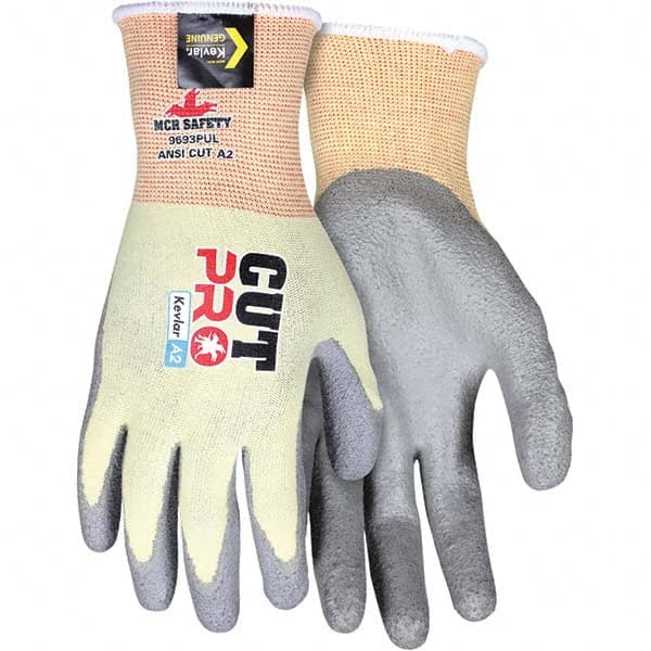 MCR Safety - Size S, ANSI Cut Lvl A2, Puncture Lvl 2, Polyurethane Coated Cut Resistant Gloves - Caliber Tooling