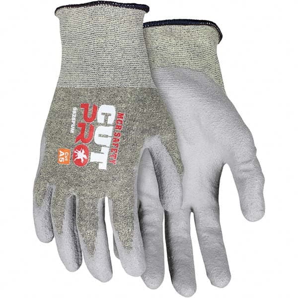 MCR Safety - Size XS, ANSI Cut Lvl A5, Puncture Lvl 2, Abrasion Lvl 3, Polyurethane Coated Cut Resistant Gloves - Caliber Tooling