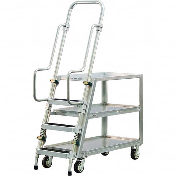 New Age Industrial - 69-1/2" High 800 Lb Capacity 3 Step Stock-Picking Ladder - Caliber Tooling