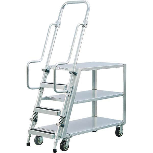 New Age Industrial - 69-1/2" High 800 Lb Capacity 3 Step Stock-Picking Ladder - Caliber Tooling