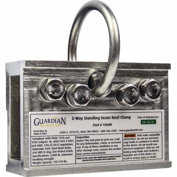 Guardian Fall Protection - Anchors, Grips & Straps Type: Standing Seam Roof Clamp Temporary or Permanent: Temporary - Caliber Tooling