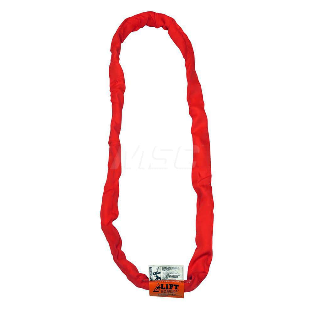 Round Sling: 10' Long, 13,200 lb Vertical, 10,560 lb Choker, 26,400 lb Basket, Polyester Red