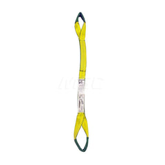 Eye & Eye Sling: 2″ Wide, 12' Long, 3,200 lb Vertical, 2,560 lb Choker, 6,400 lb Basket, Polyester Flat Eye, Yellow