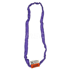 Round Sling: 8' Long, 2,650 lb Vertical, 2,120 lb Choker, 5,300 lb Basket, Polyester Purple