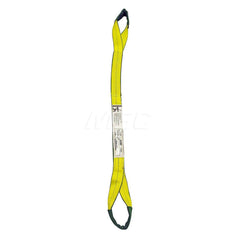 Eye & Eye Sling: 2″ Wide, 20' Long, 6,400 lb Vertical, 5,120 lb Choker, 12,800 lb Basket, Polyester Flat Eye, Yellow