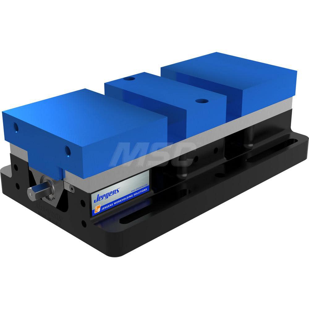 Self-Centering Vise: 6″ Jaw Width Manual, 15″ OAL, 9″ OAW, 4.82″ OAH, 10,100 lbf Max Clamping Force