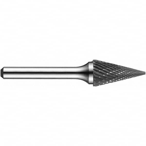 Precision Twist Drill - 3/8" Cut Diam, 1/4" Shank Diam, Carbide Double Cut Cone Burr - Caliber Tooling