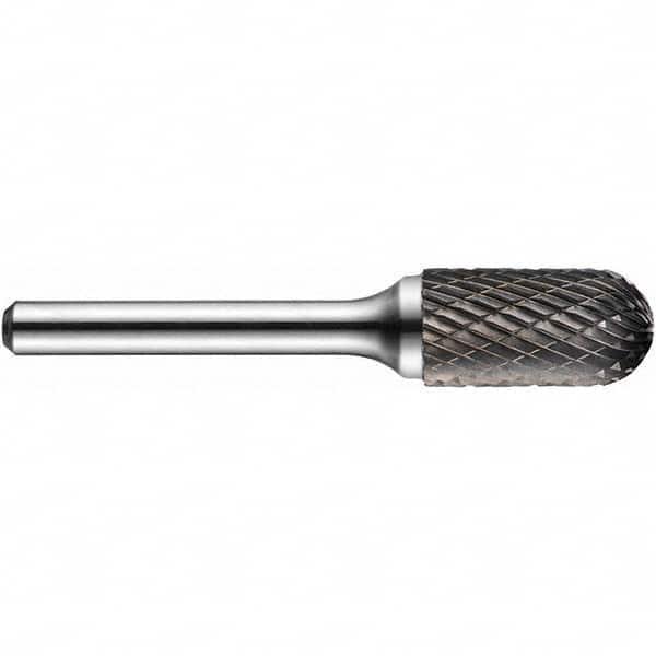 Precision Twist Drill - 5/8" Cut Diam, 1/4" Shank Diam, Carbide Double Cut Cylinder Burr with Radius - Caliber Tooling